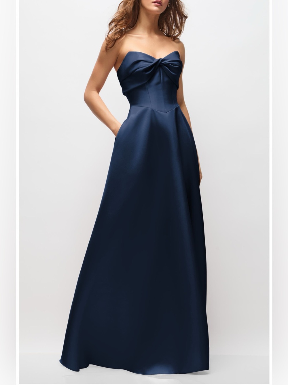 Alfred Sung Antoinette Strapless Mikado Gown Midnight Size 14 NWT